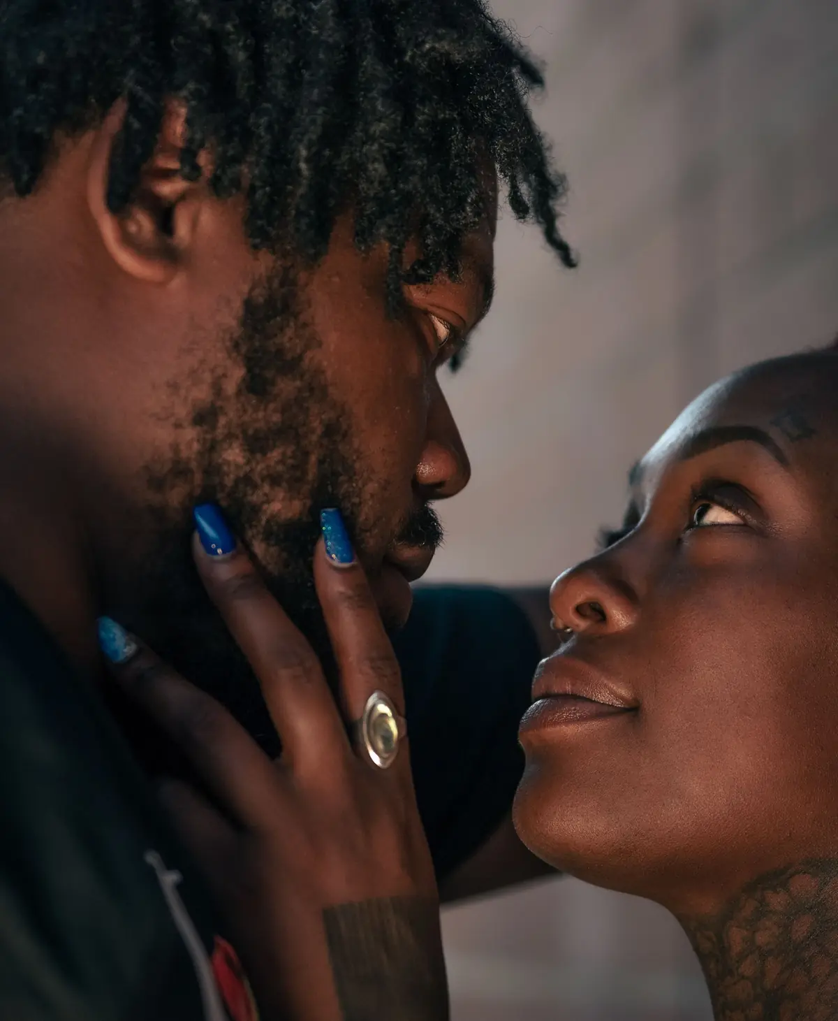 Illustrative Black couple talking together in a relaxed setting